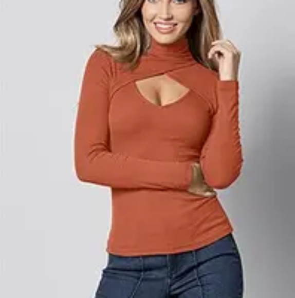 VENUS Tops - Venus cutout mock turtleneck